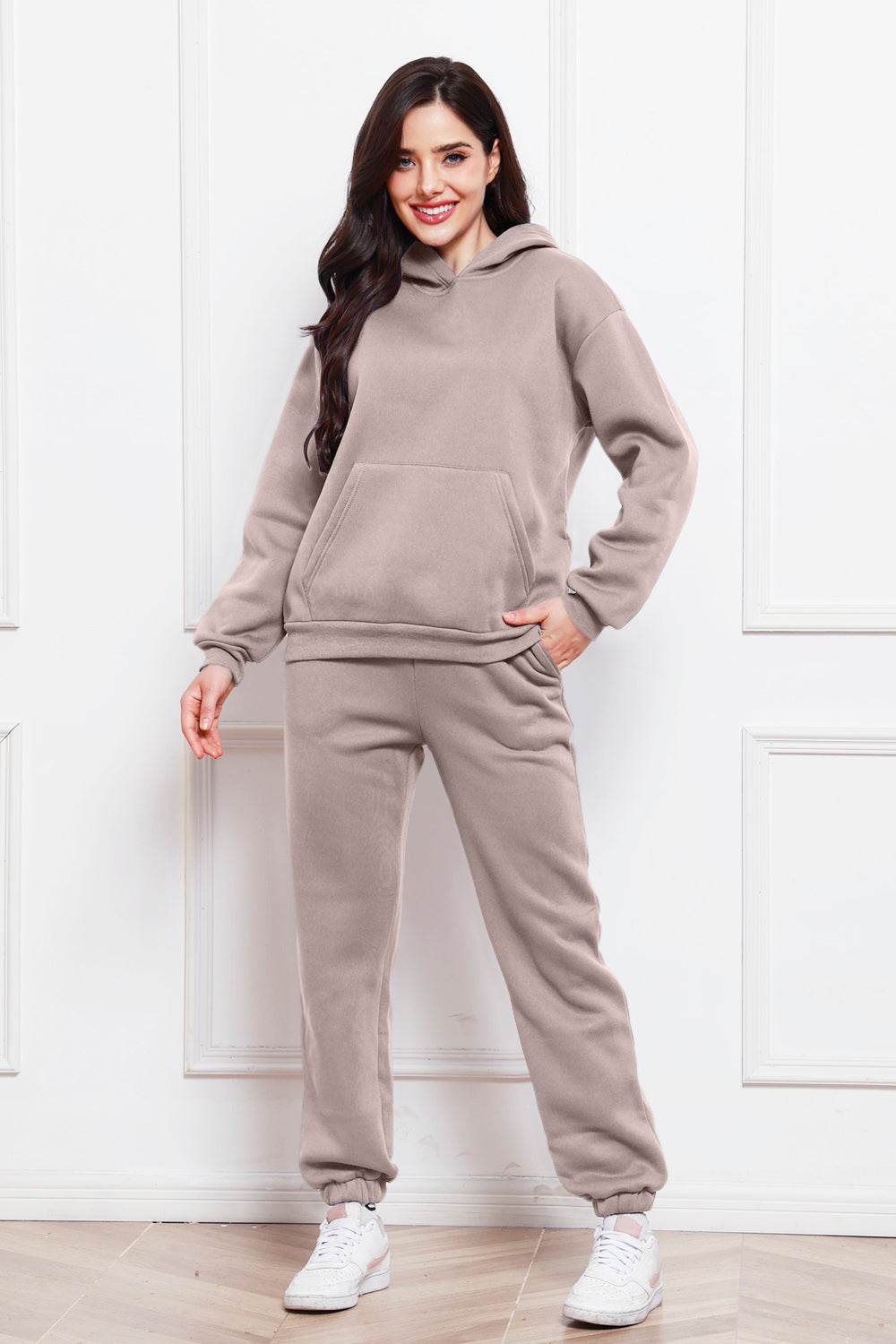 Drop Shoulder Long Sleeve Hoodie and Pants Set - DaTrendStore.Com