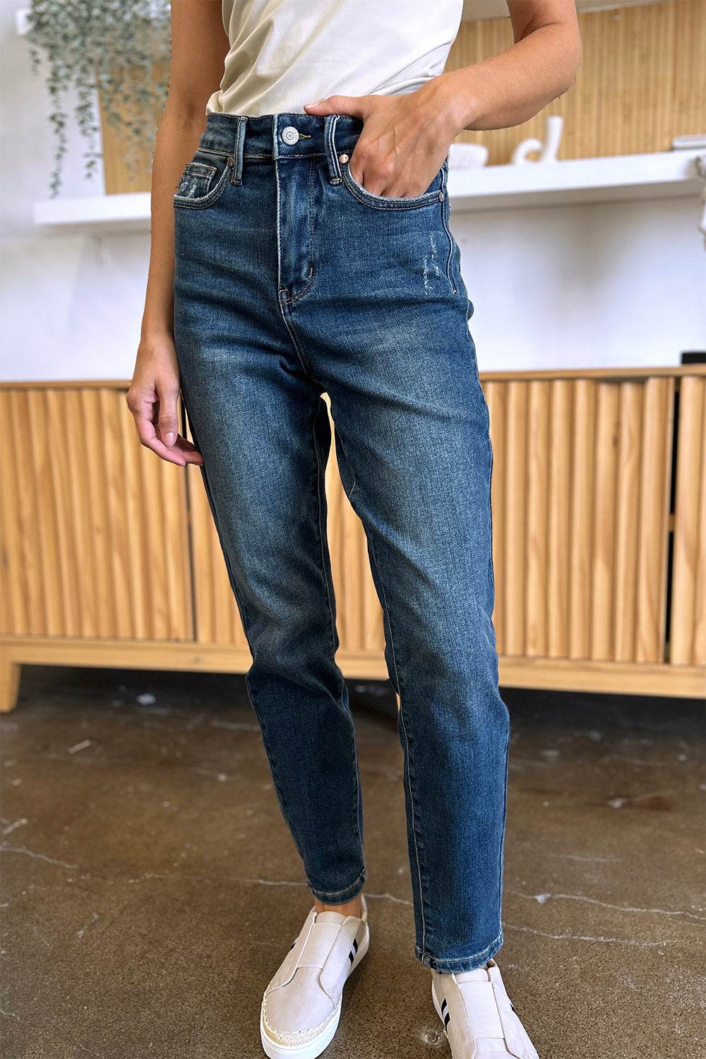 Judy Blue Full Size Tummy Control High Waist Slim Jeans - DaTrendStore.Com
