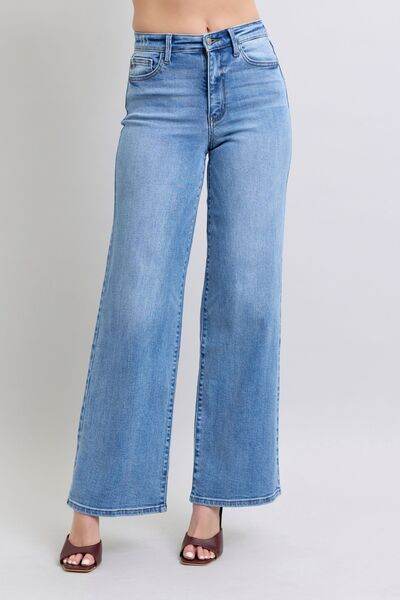 Judy Blue Full Size Wide Leg Jeans with Pockets - DaTrendStore.Com