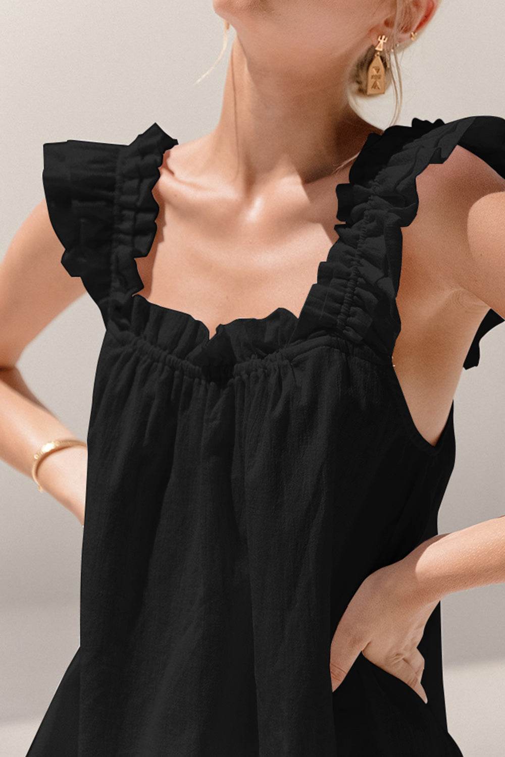 Ruffled Square Neck Top and Shorts Set - DaTrendStore.Com