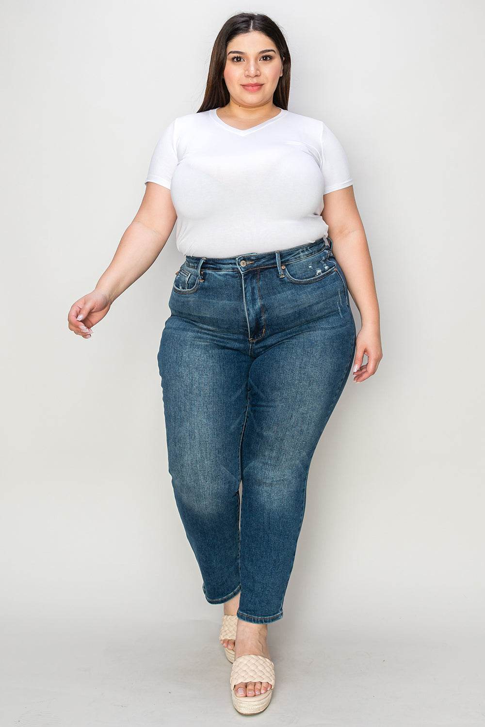 Judy Blue Full Size Tummy Control High Waist Slim Jeans - DaTrendStore.Com