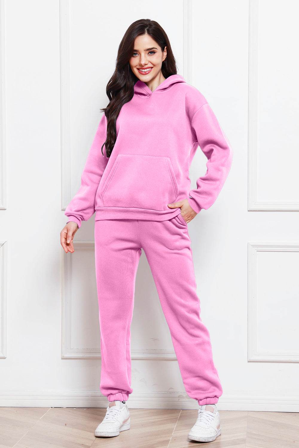 Drop Shoulder Long Sleeve Hoodie and Pants Set - DaTrendStore.Com