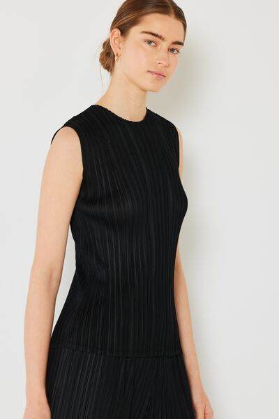 Marina West Swim Pleated Sleeveless Crewneck Tank - DaTrendStore.Com