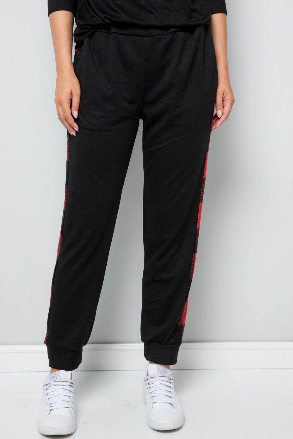 Celeste Design Full Size Plaid Side Print Sweatpants - DaTrendStore.Com