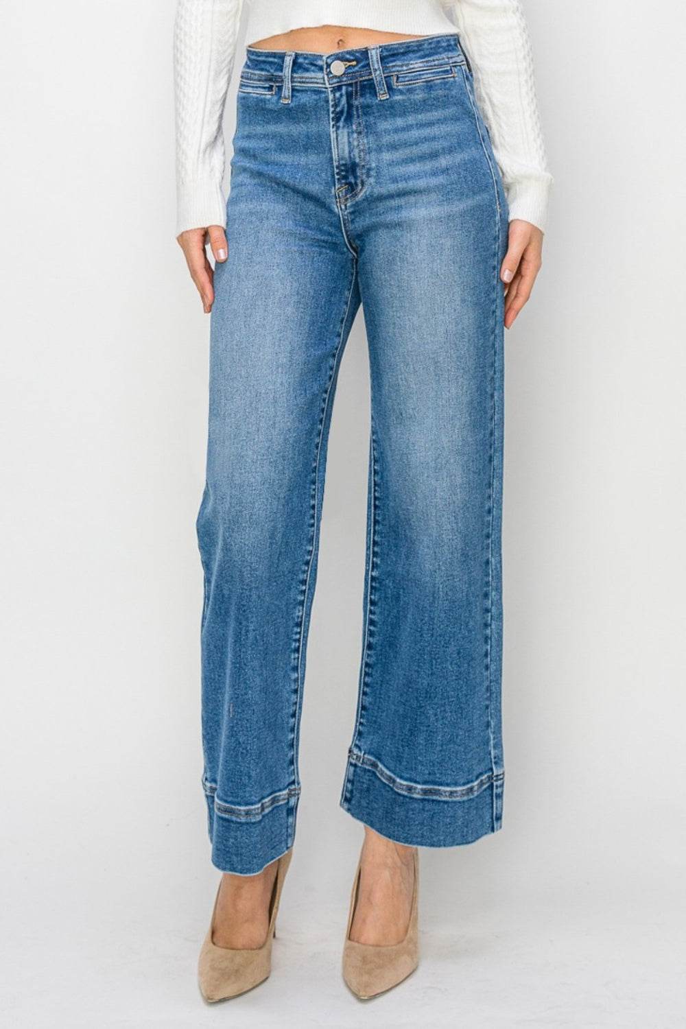 RISEN Full Size High Rise Wide Leg Jeans - DaTrendStore.Com