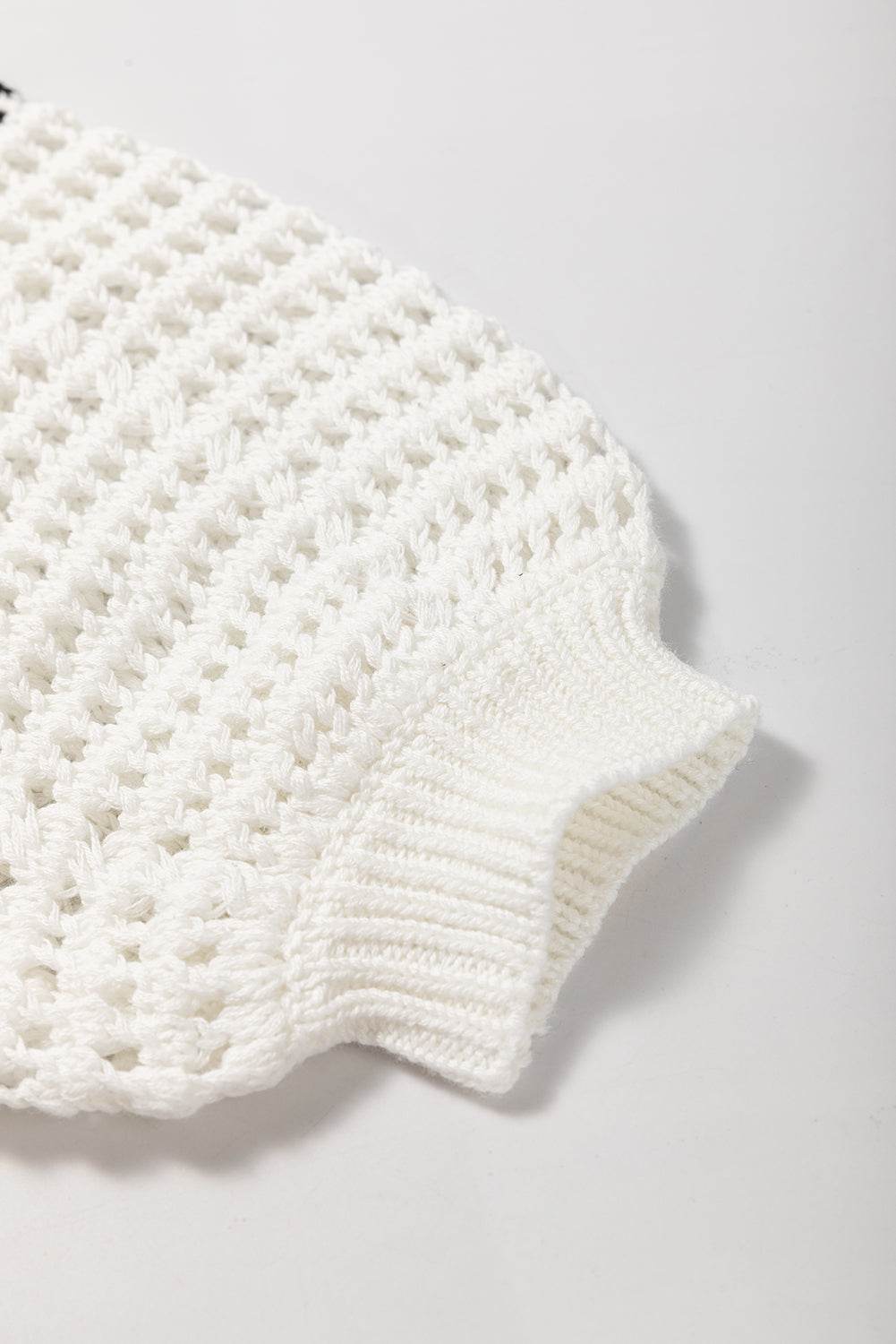 Contrast Striped Crochet Long Sleeve Knit Cover Up - DaTrendStore.Com