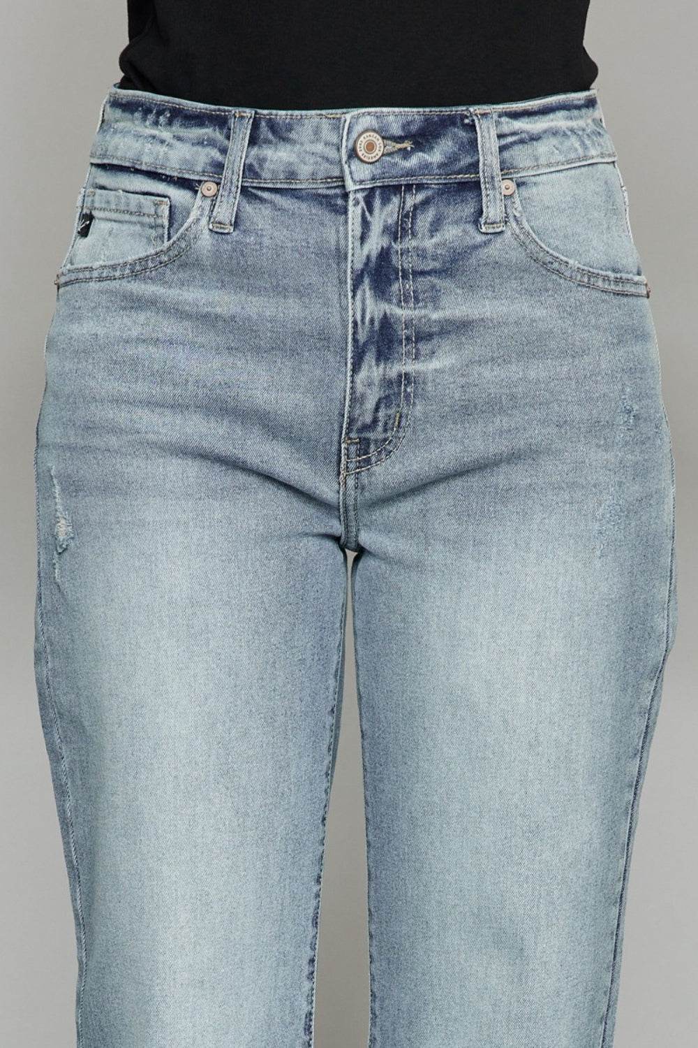 Kancan High Waist Raw Hem Cropped Wide Leg Jeans - DaTrendStore.Com
