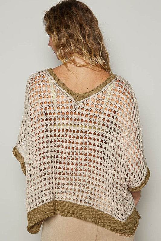 POL Hollow Out Flower Half Sleeve Knit Cover Up - DaTrendStore.Com