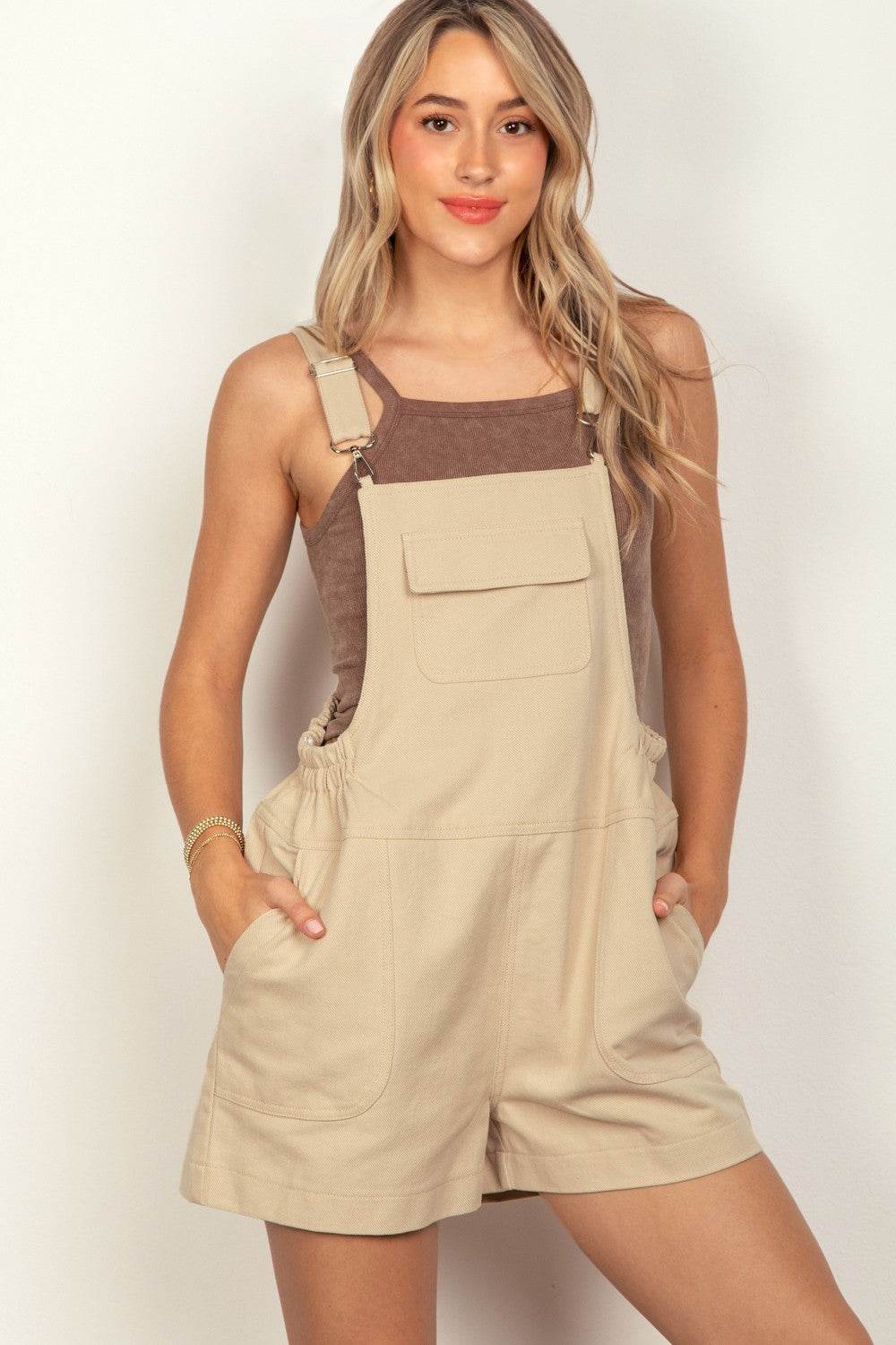 VERY J Adjustable Suspender Overalls with Pockets - DaTrendStore.Com
