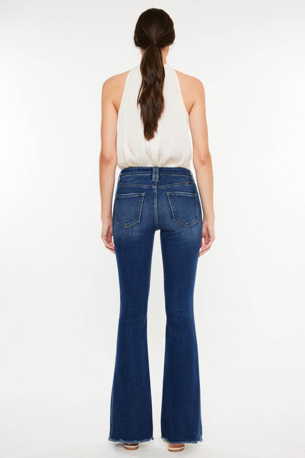 Kancan Cat's Whiskers Raw Hem Flare Jeans - DaTrendStore.Com
