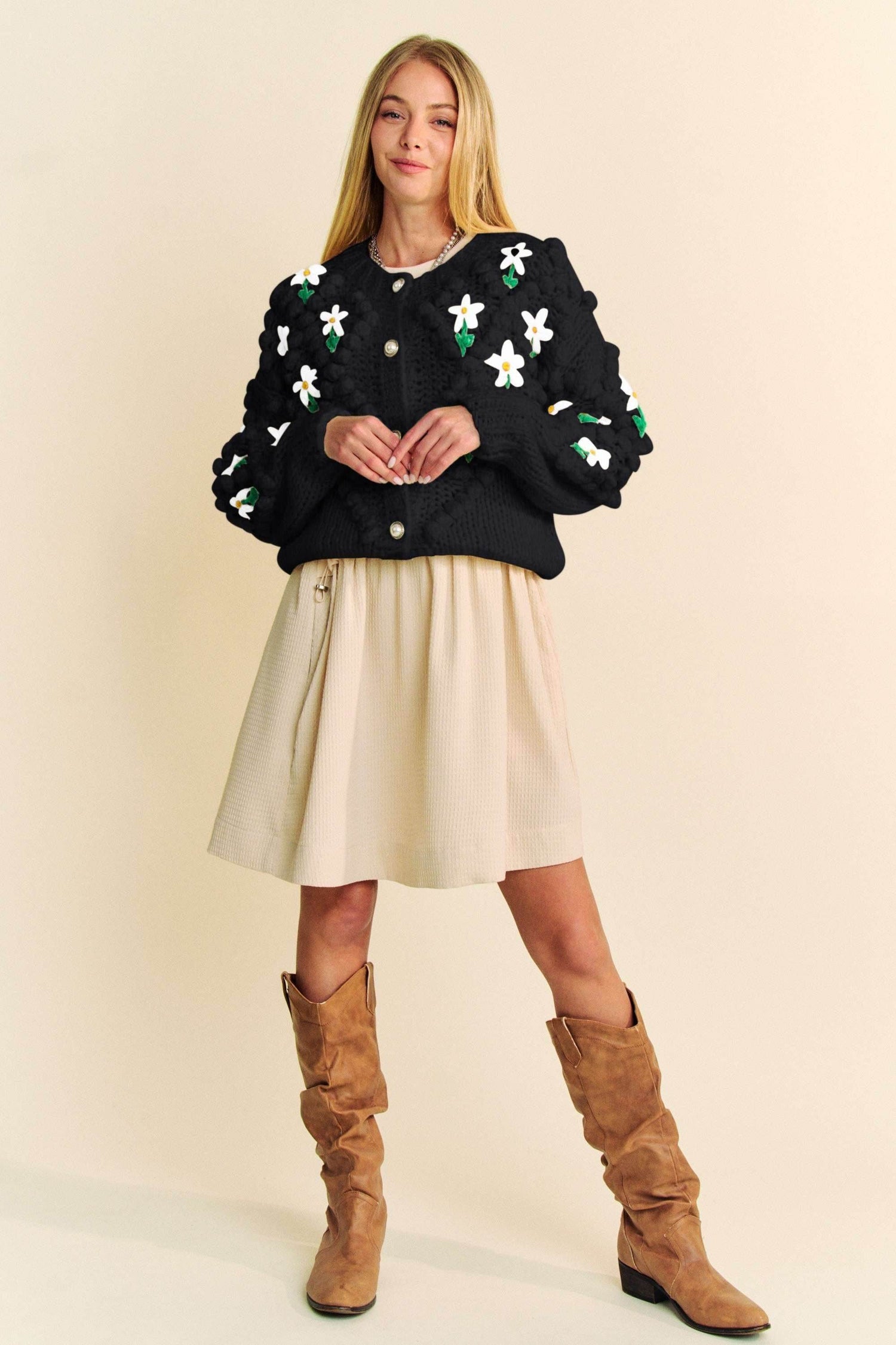 Davi & Dani Floral Pattern Button Down Cardigan - DaTrendStore.Com