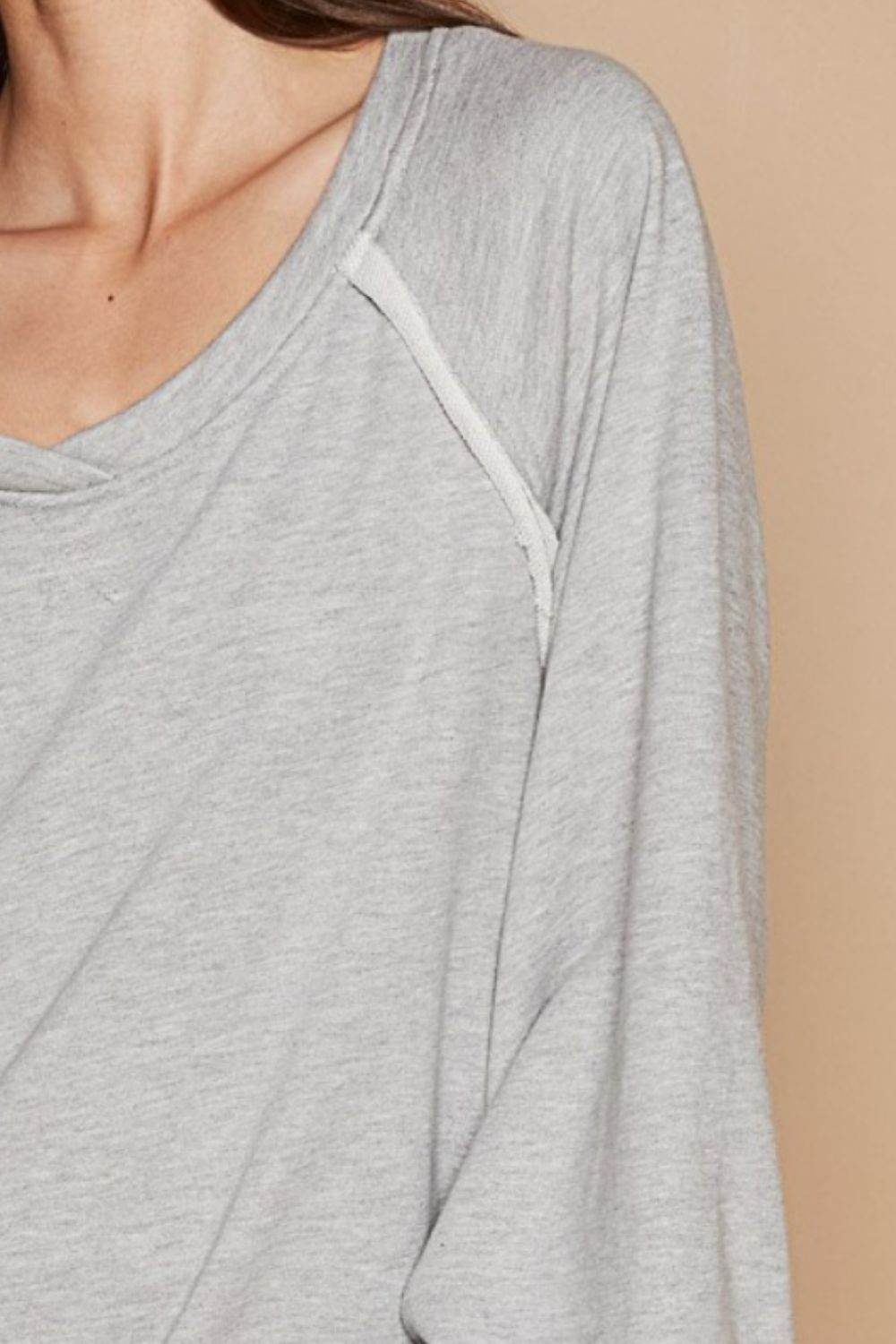 POL Back Cross Strap Detail Balloon Sleeve Sweatshirt - DaTrendStore.Com