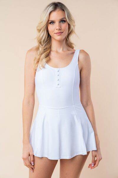 White Birch Sleeveless Performance Knit Swim Dress - DaTrendStore.Com