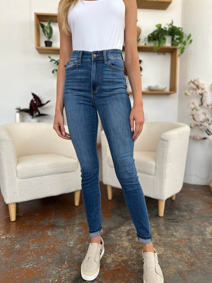 Judy Blue Full Size Cuffed Hem Skinny Jeans - DaTrendStore.Com
