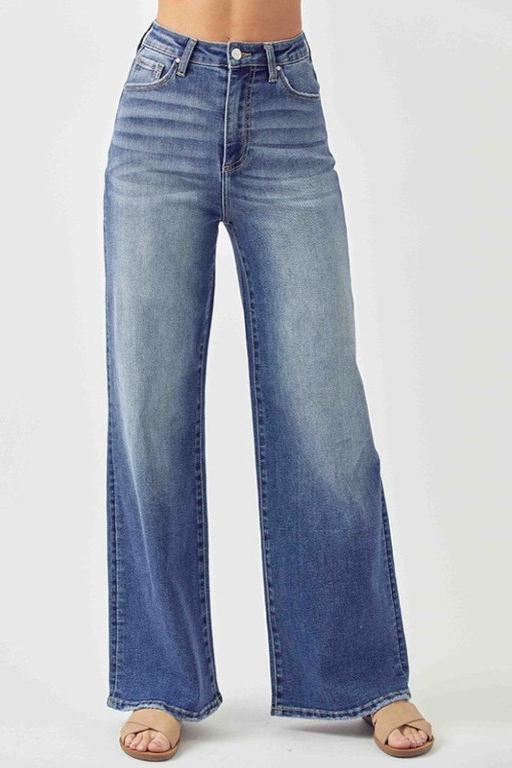 Risen Full Size High Rise Wide Leg Jeans - DaTrendStore.Com