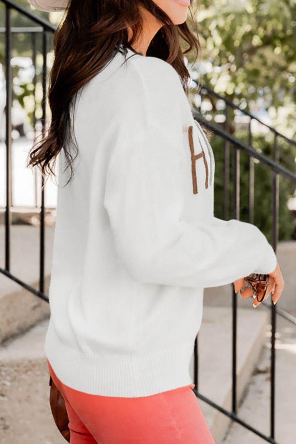 THANKFUL Round Neck Drop Shoulder Sweater - DaTrendStore.Com