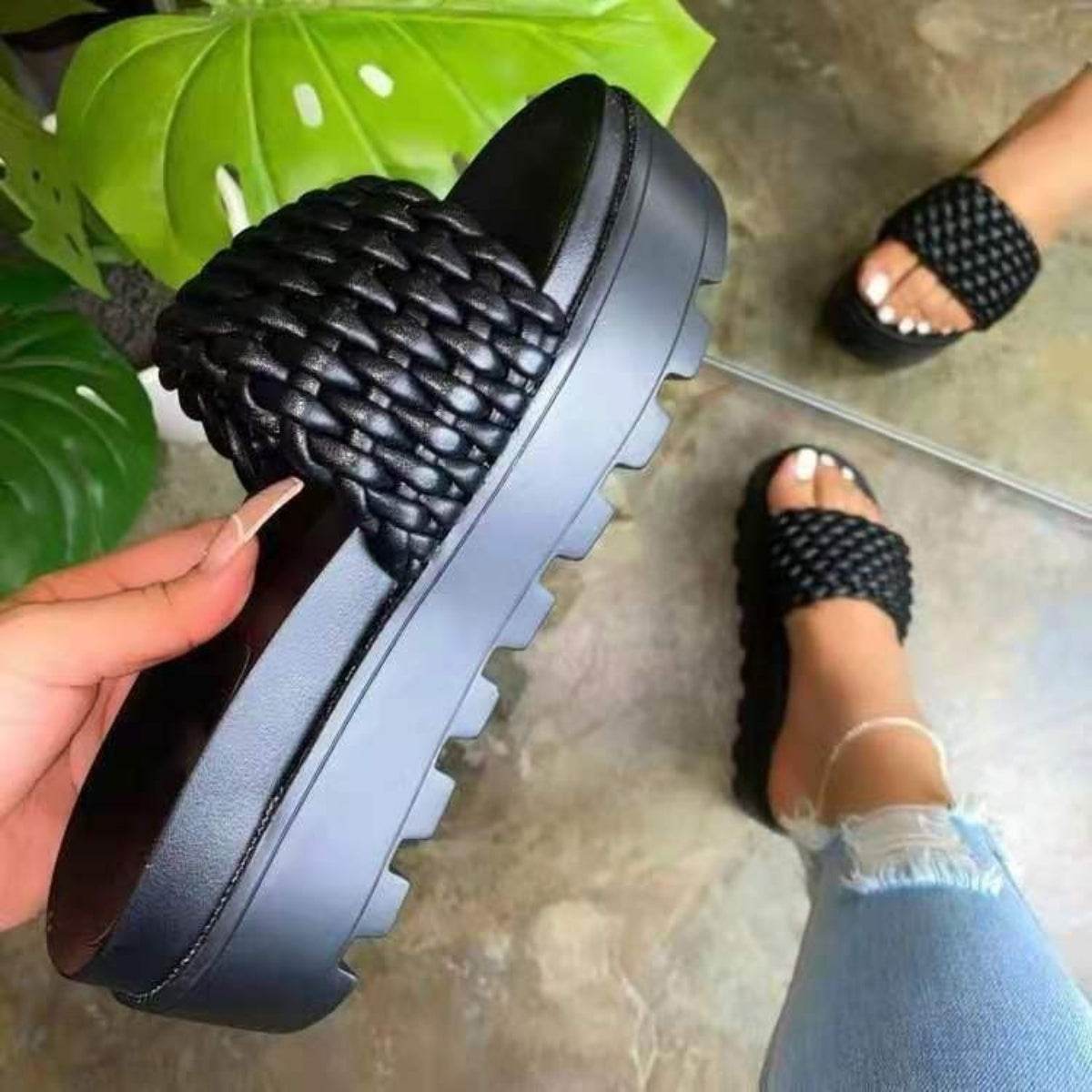 PU Leather Open Toe Platform Sandals - DaTrendStore.Com