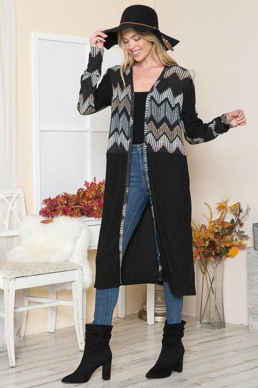 Mixed Media Maxi Cardigan - DaTrendStore.Com