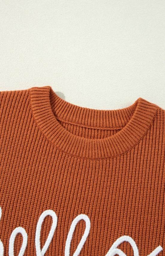 Letter Graphic Round Neck Long Sleeve Sweater - DaTrendStore.Com