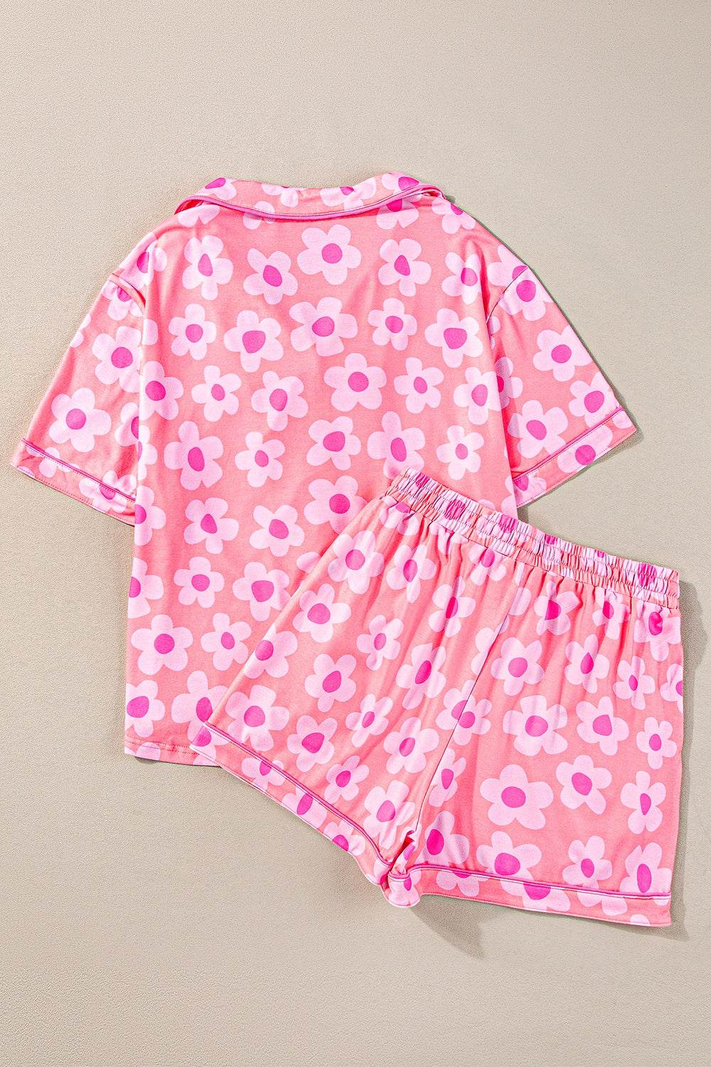 Pocketed Flower Half Sleeve Top and Shorts Lounge Set - DaTrendStore.Com