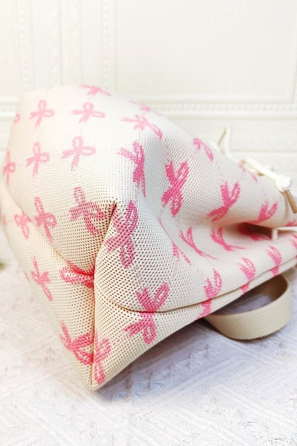 Zenana Ribbon Bowknot Pattern Crossbody Bucket - DaTrendStore.Com