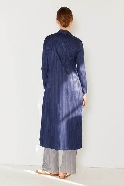 Marina West Swim Pleated Long Sleeve Cardigan - DaTrendStore.Com