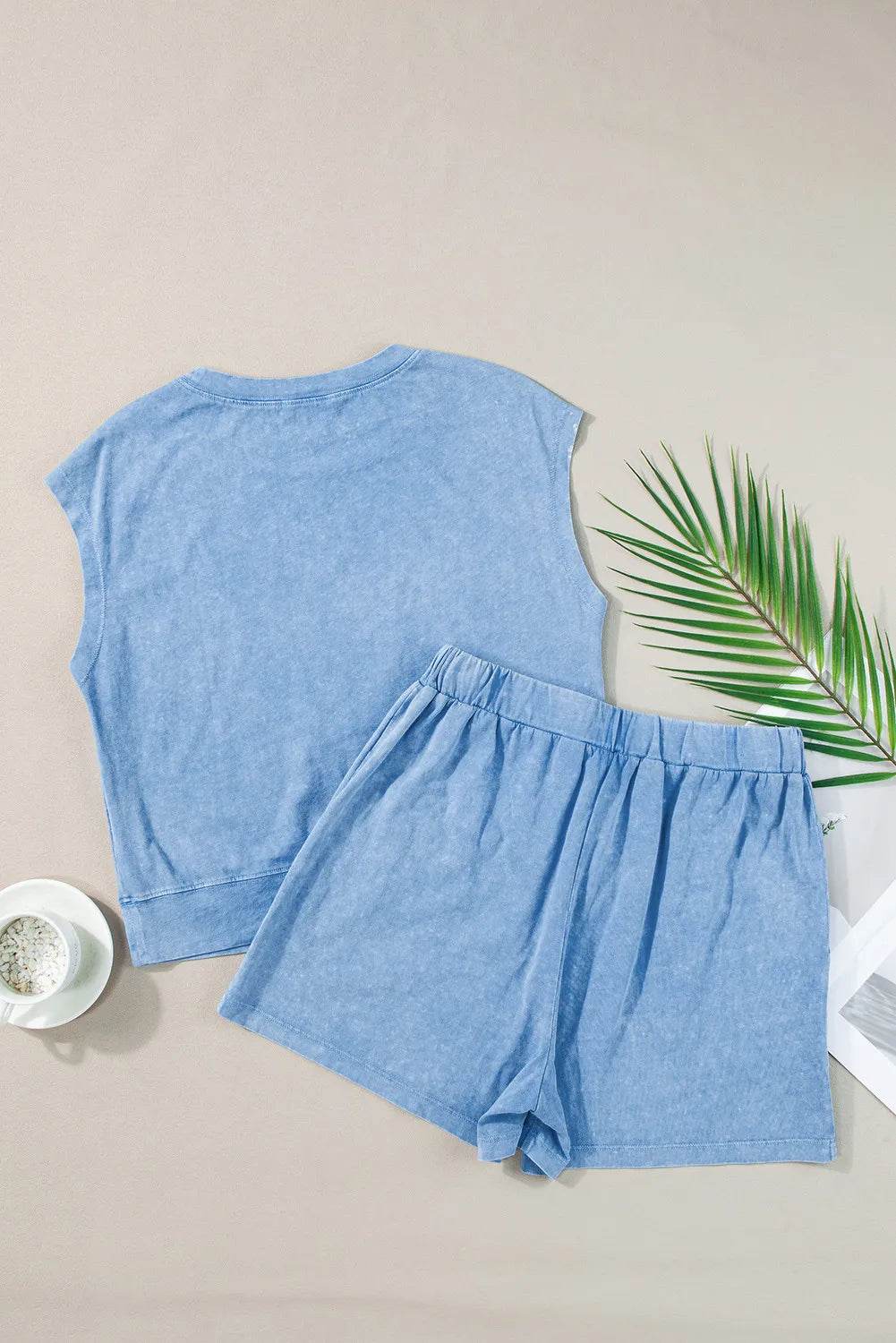 Round Neck Short Sleeve Top and Shorts Set - DaTrendStore.Com