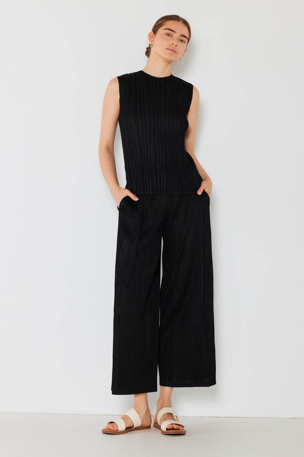 Marina West Swim Pleated Wide-Leg Pants with Side Pleat Detail - DaTrendStore.Com