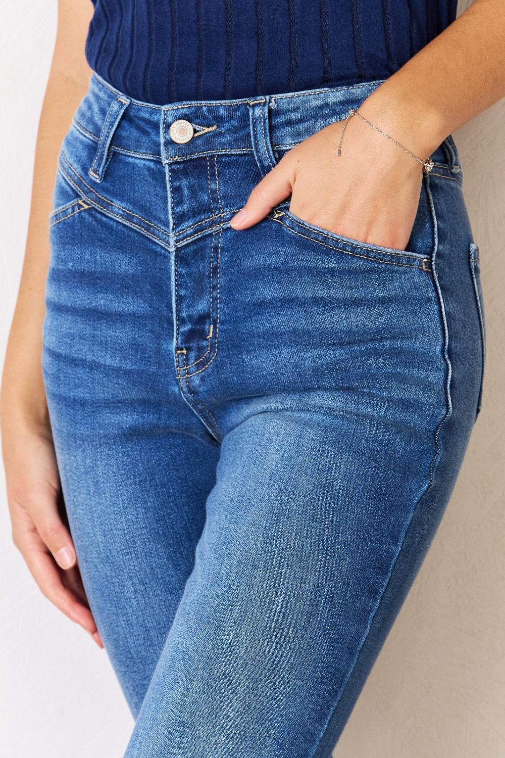 Kancan High Rise Raw Hem Flare Jeans - DaTrendStore.Com