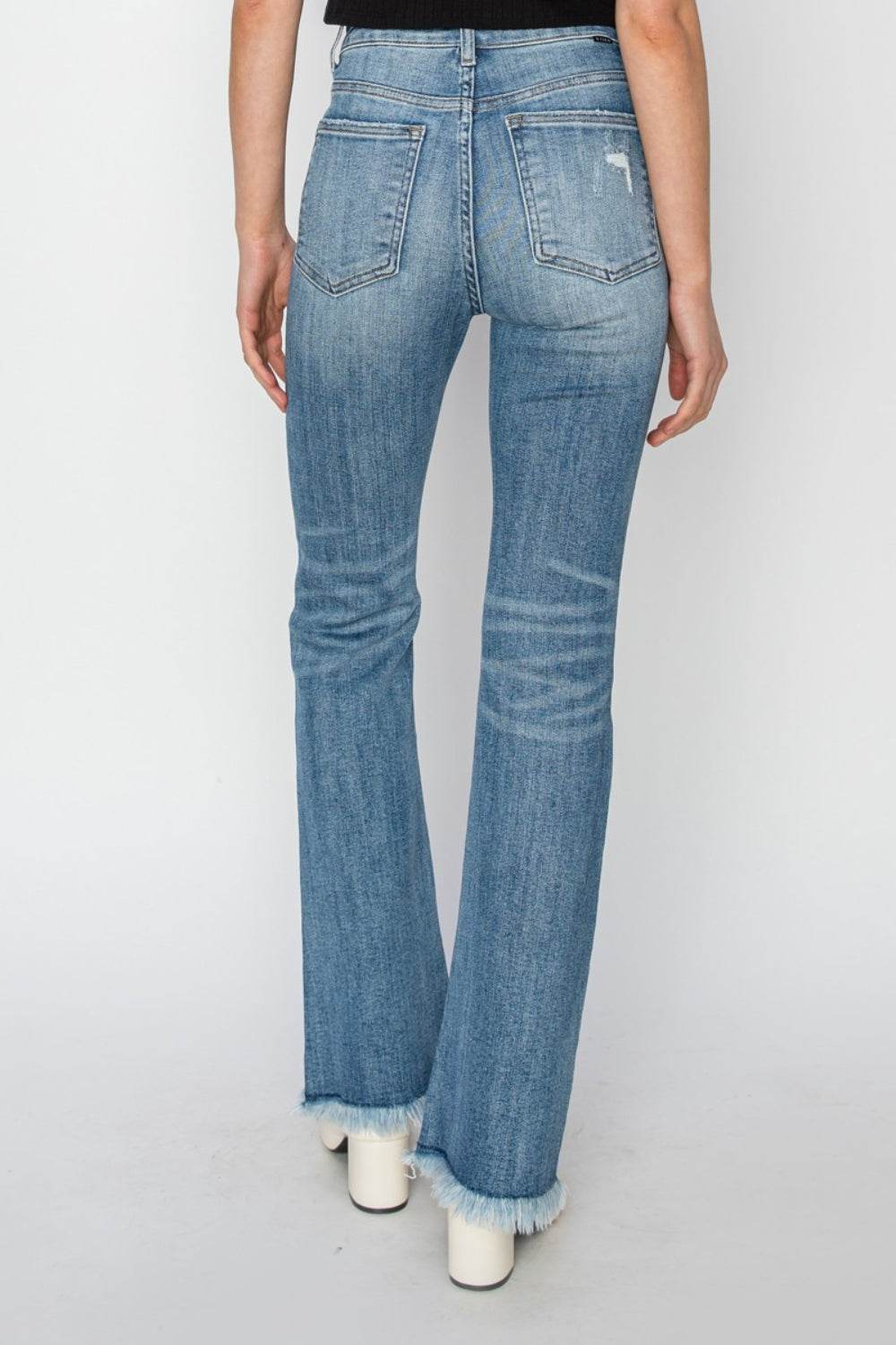 RISEN High Rise Frayed Hem Bootcut Jeans - DaTrendStore.Com