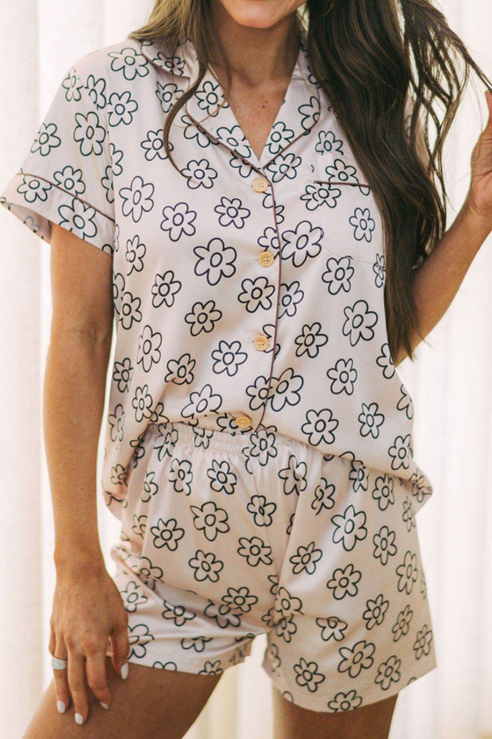 Flower Printed Top and Shorts Lounge Set - DaTrendStore.Com