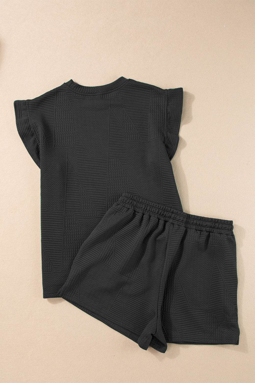 Slit Round Neck Top and Drawstring Shorts Set - DaTrendStore.Com