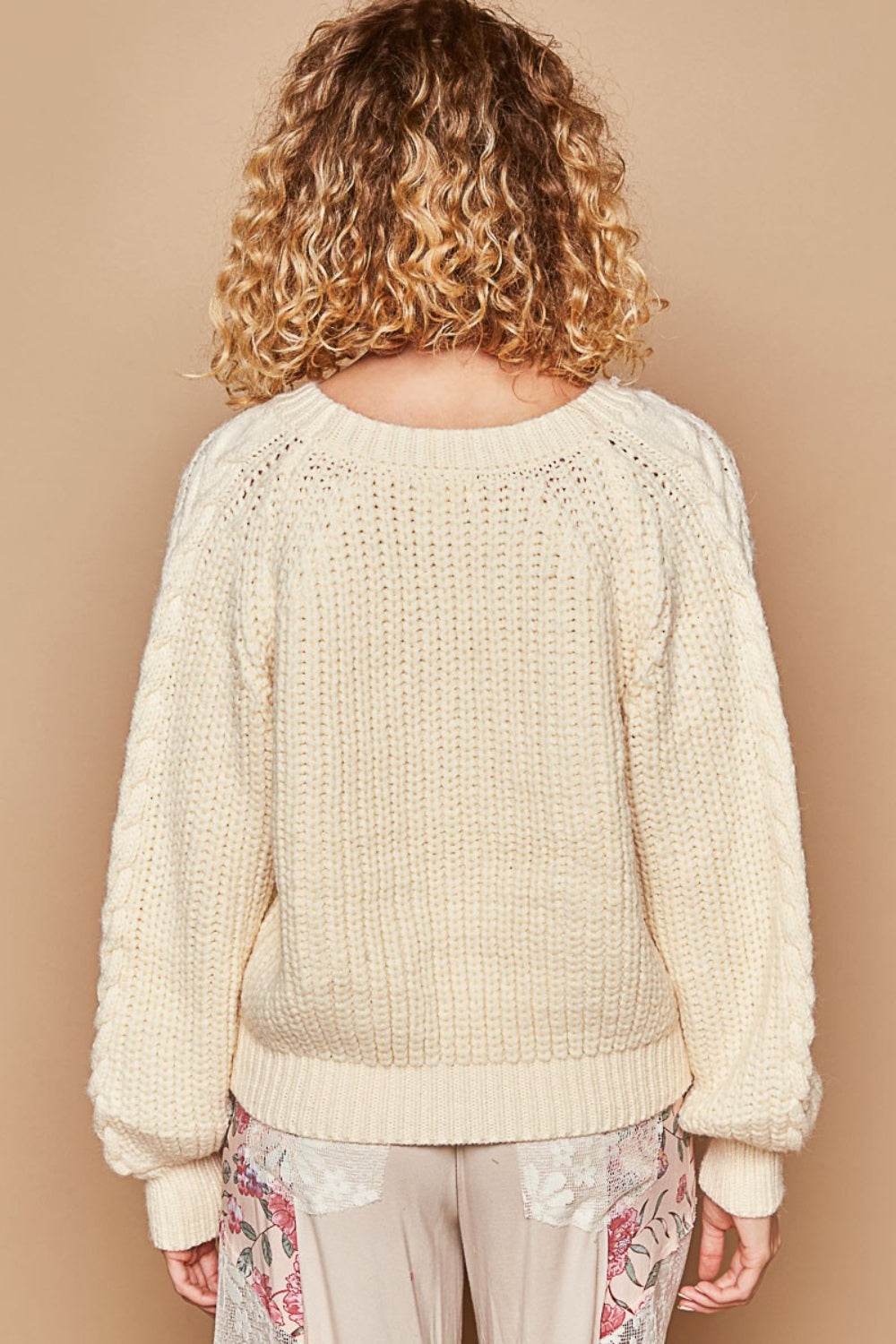 POL Cable Knit Cutout Long Sleeve Sweater - DaTrendStore.Com
