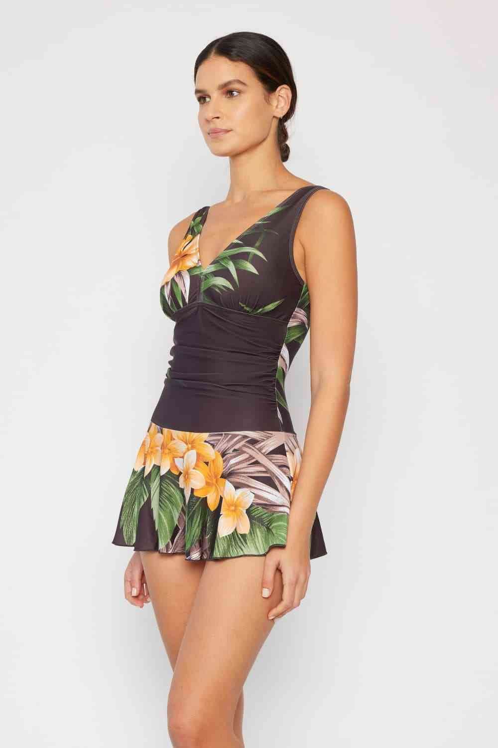 Marina West Swim Full Size Clear Waters Swim Dress in Aloha Brown - DaTrendStore.Com