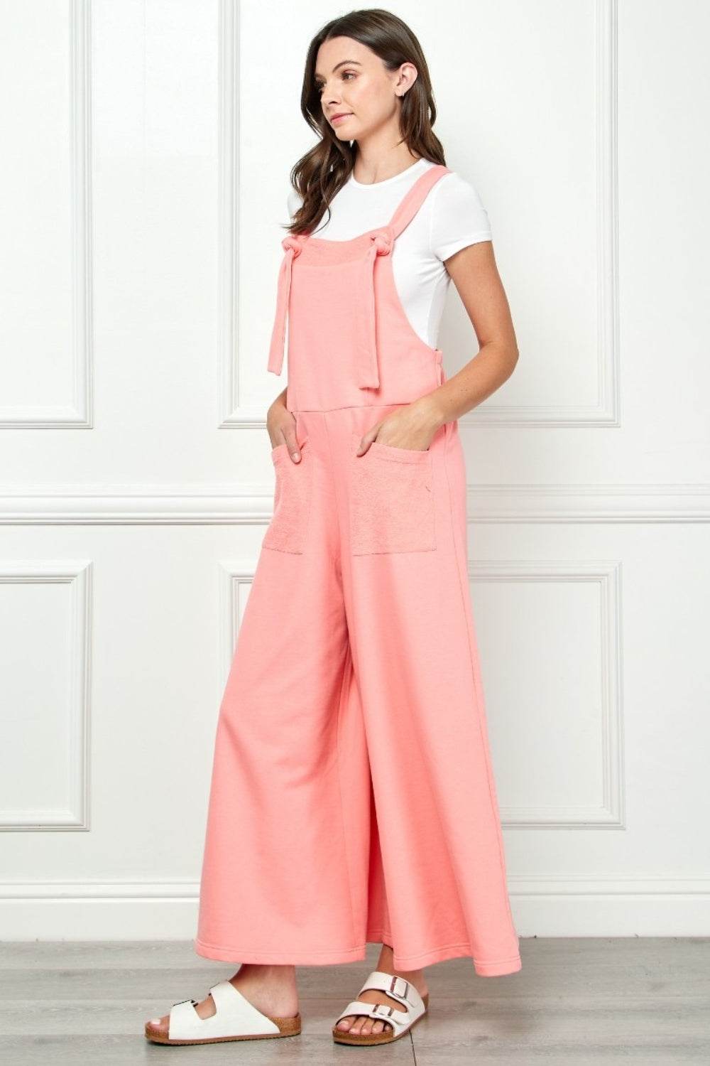 Veveret Wide Strap French Terry Overalls - DaTrendStore.Com