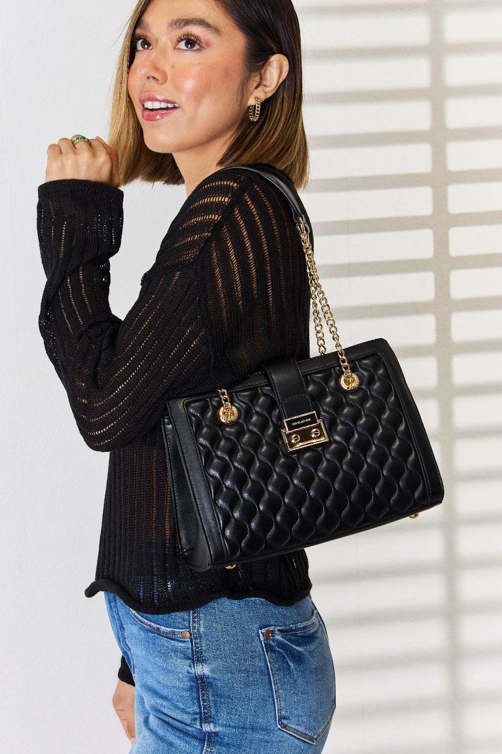 David Jones Quilted PU Leather Handbag - DaTrendStore.Com