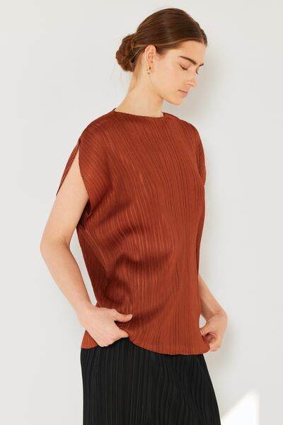 Marina West Swim Rib Pleated Oversized Dolman Sleeve Top - DaTrendStore.Com