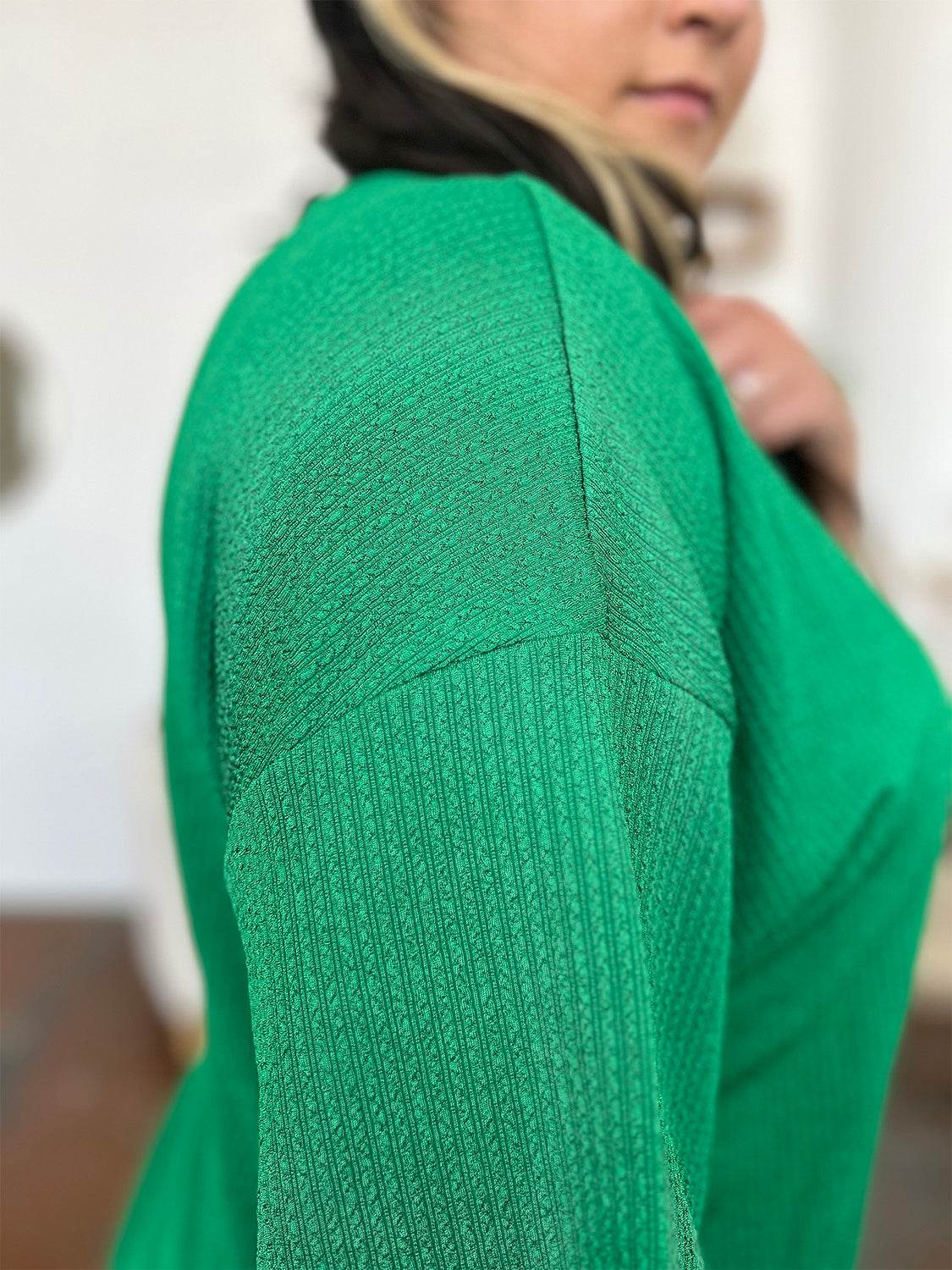 Double Take Full Size Texture Round Neck Drop Shoulder T-Shirt and Shorts Set - DaTrendStore.Com