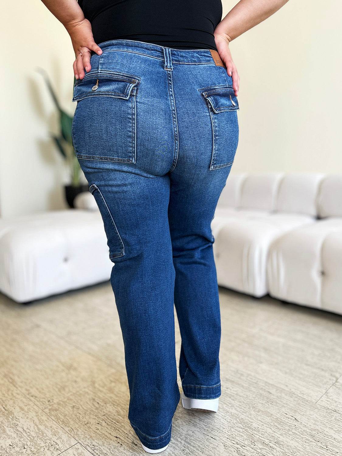 Judy Blue Full Size High Waist Straight Cargo Jeans - DaTrendStore.Com