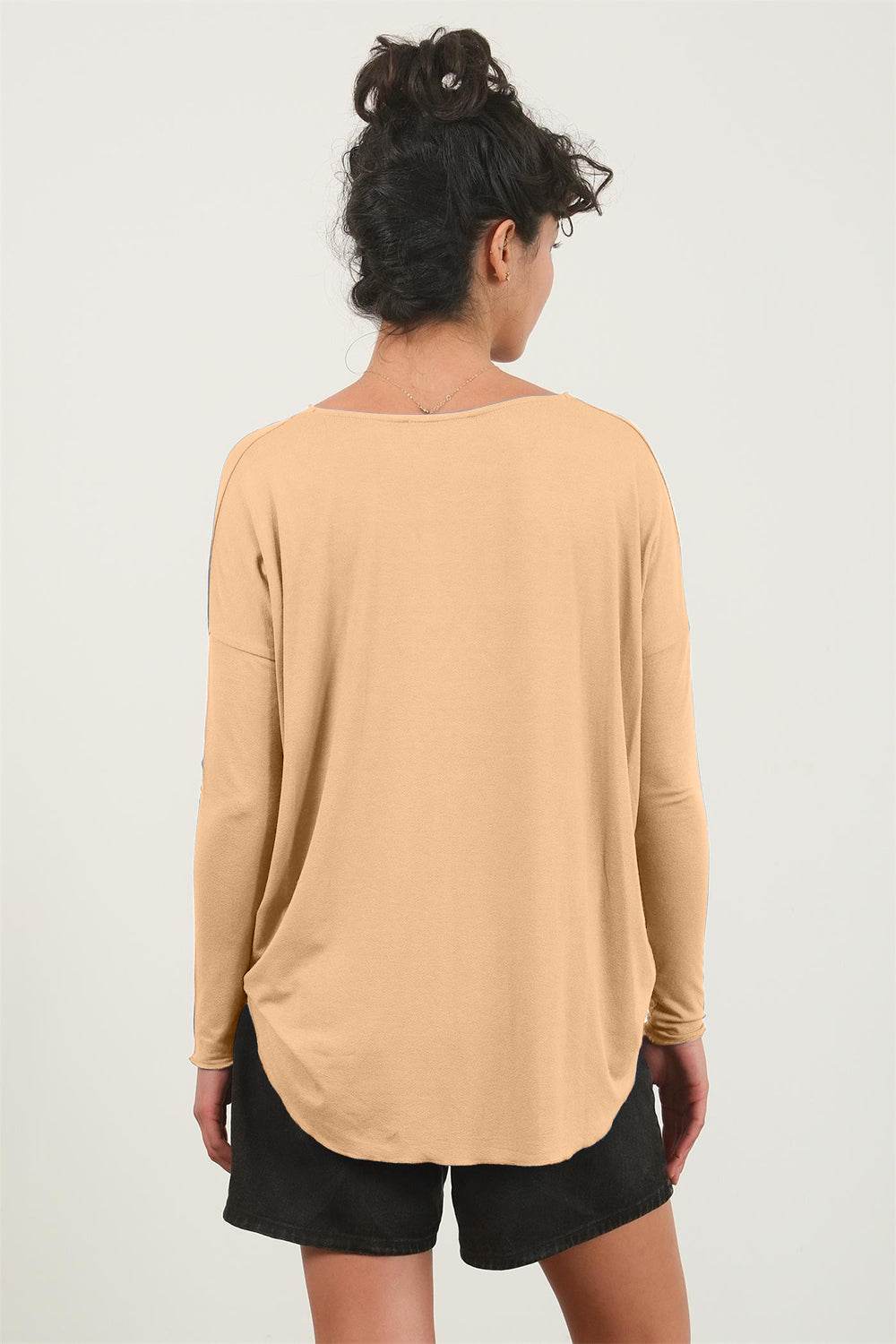 HYFVE Draped Drop Shoulder Long Sleeve Top - DaTrendStore.Com