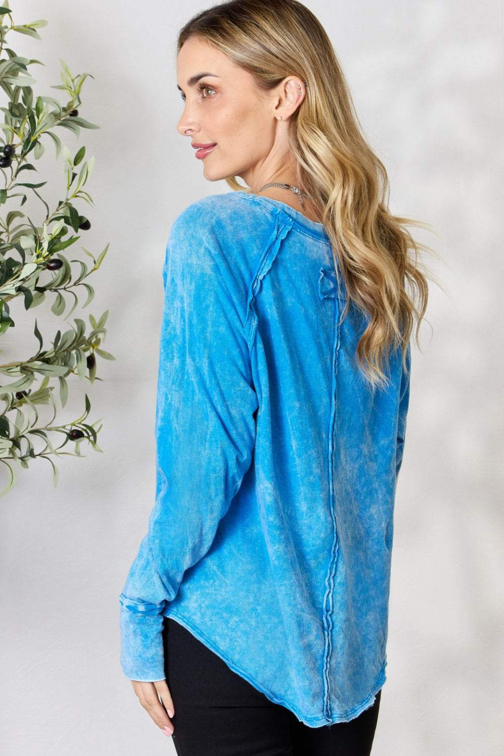 Zenana Round Neck Long Sleeve Top - DaTrendStore.Com