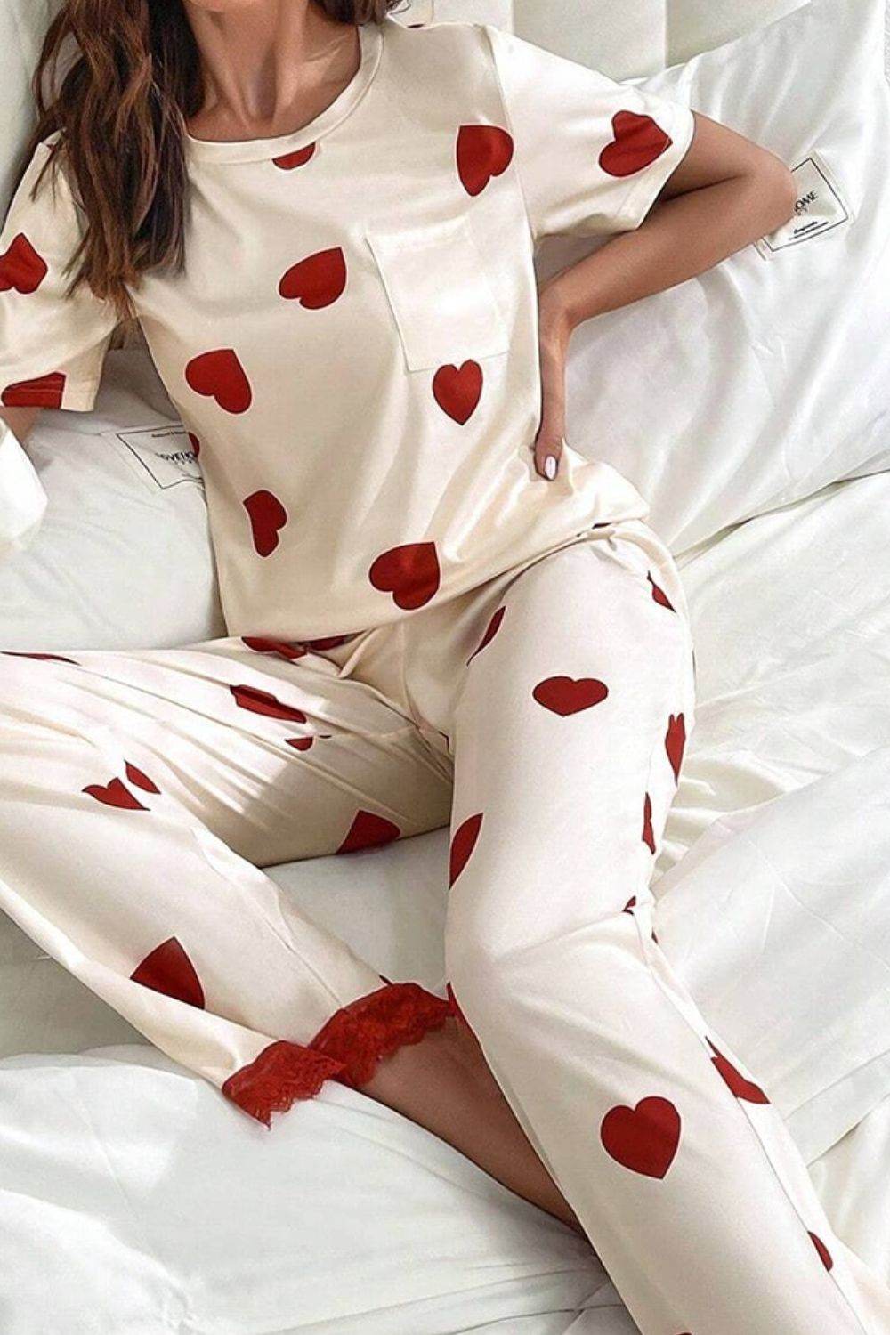 Pocketed Round Neck Top and Drawstring Pants Lounge Set - DaTrendStore.Com