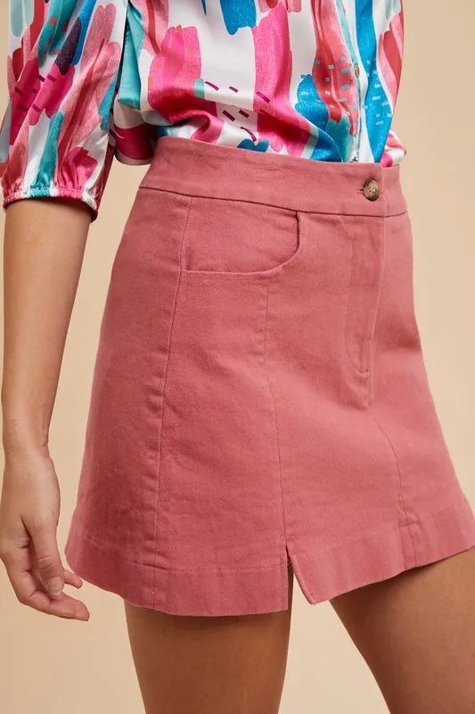 Annie Wear Rose Cotton Slit Mini Skirt