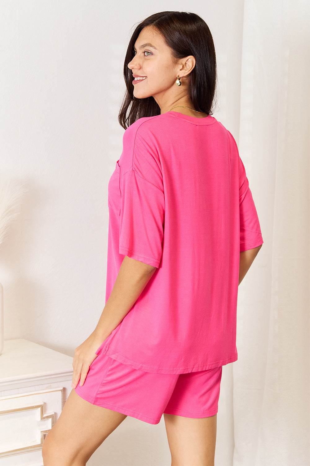 Basic Bae Full Size Soft Rayon Half Sleeve Top and Shorts Set - DaTrendStore.Com