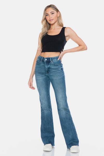 Judy Blue Full Size Tummy Control Cut Hem Flare Jeans - DaTrendStore.Com