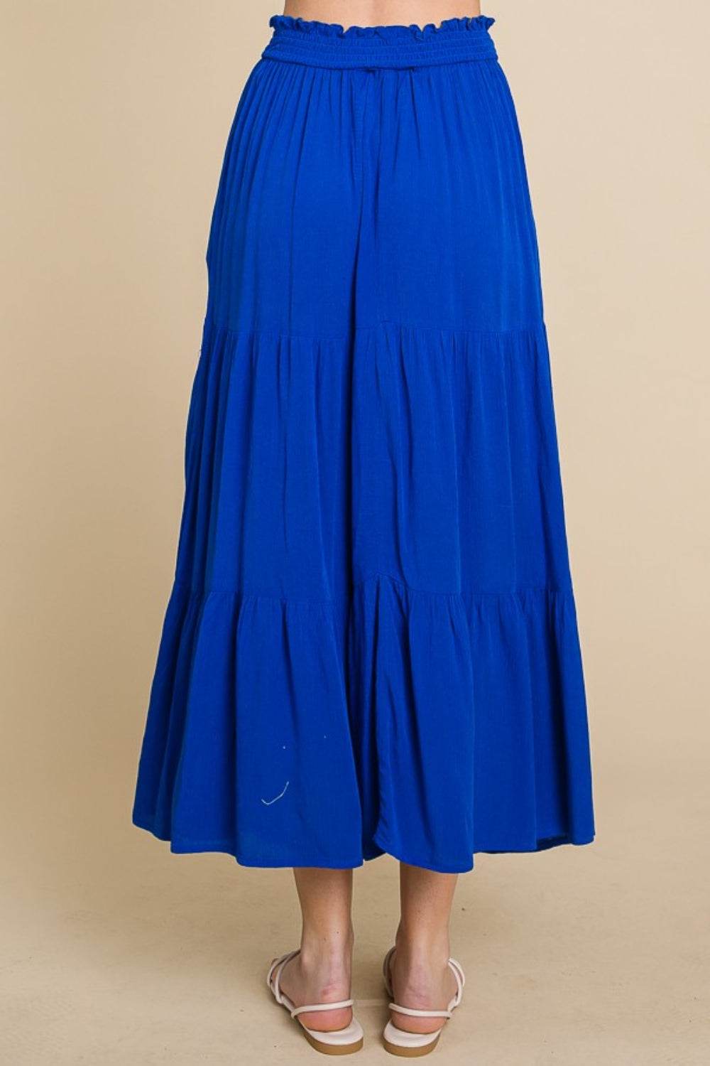 Culture Code Full Size Frill Ruched Midi Skirt - DaTrendStore.Com