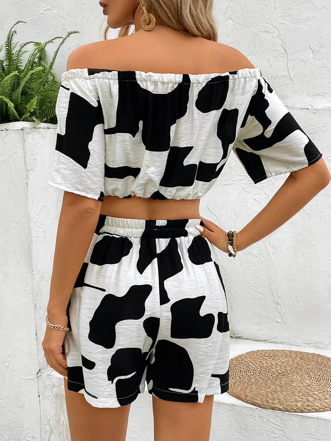 Perfee Drawstring Off-Shoulder Top and Shorts Set - DaTrendStore.Com
