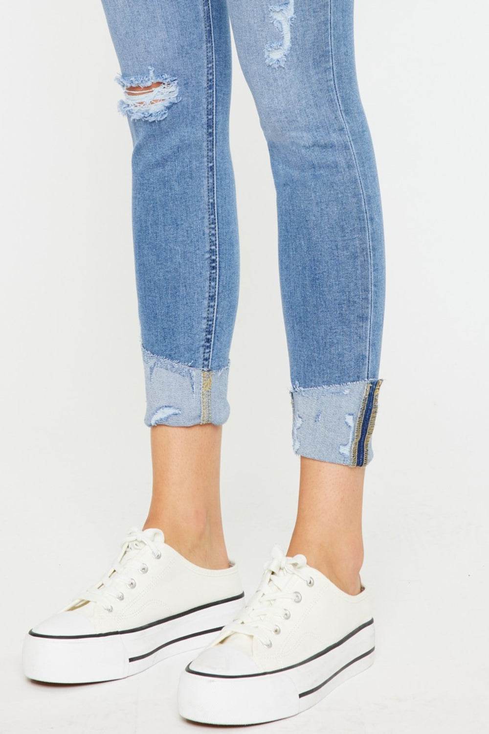 Kancan Distressed Cat's Whiskers Button Fly Jeans - DaTrendStore.Com