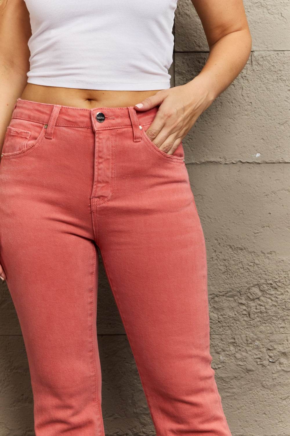 RISEN Bailey Full Size High Waist Side Slit Flare Jeans - DaTrendStore.Com