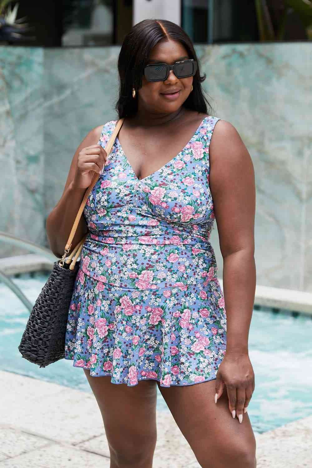 Marina West Swim Full Size Clear Waters Swim Dress in Rose Sky - DaTrendStore.Com